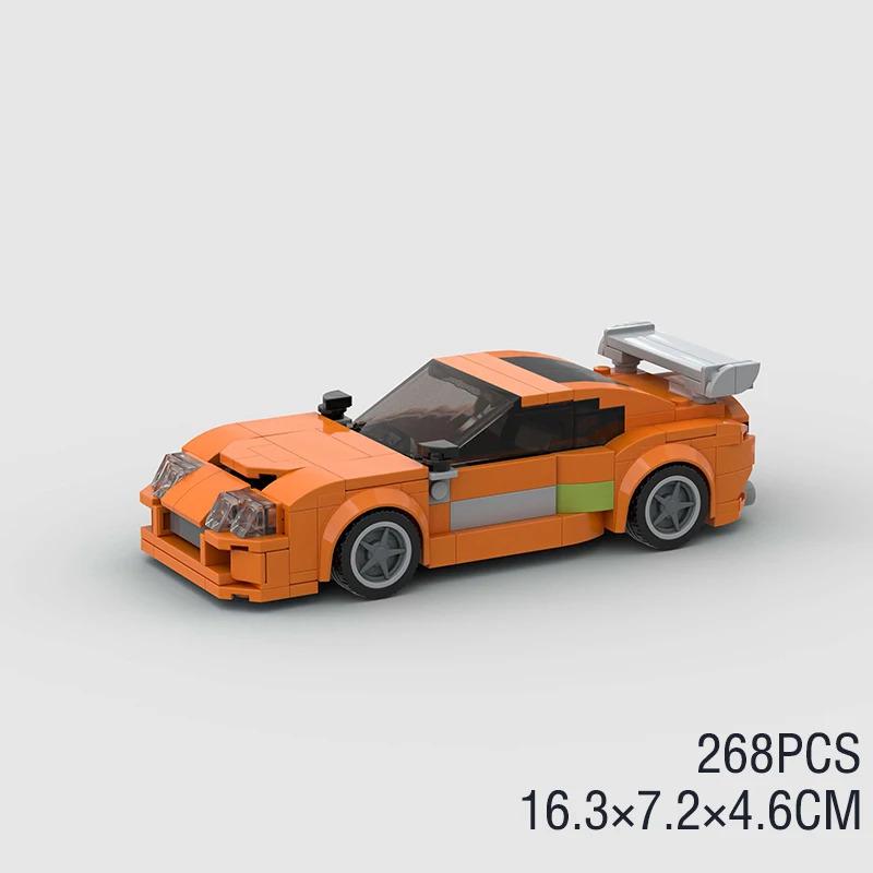 MOC F1 City Speed Champion Sports Racing Car Building Blocks Brick R34 RX-7 Vehicle Supercar Fast & Furious MK4 Supra Kids Toys gift