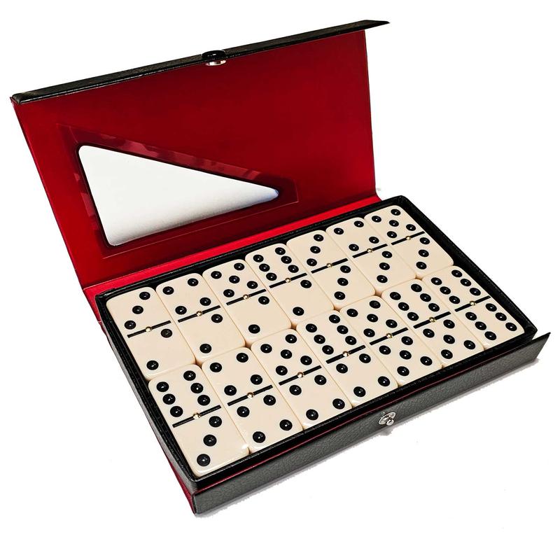 Double 6 JUMBO Dominoes Spinner Set with Vinyl Case | IVORY