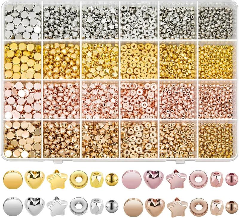 2160 Pieces Spacer Beads Set, Assorted Round Star  Beads for Bracelet Jewelry Making