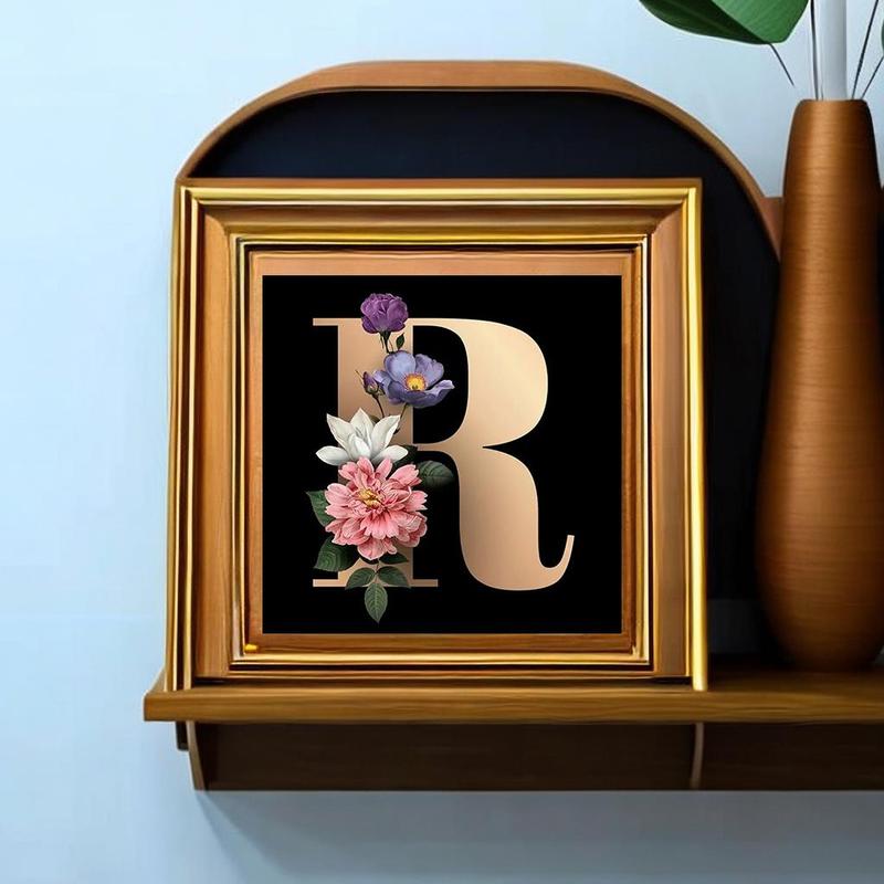 Letter R Pattern DIY Rhinestones Painting Without Frame, DIY 5D Rhinestones Painting Kit, Wall Art Decor For Home Living Room Bedroom