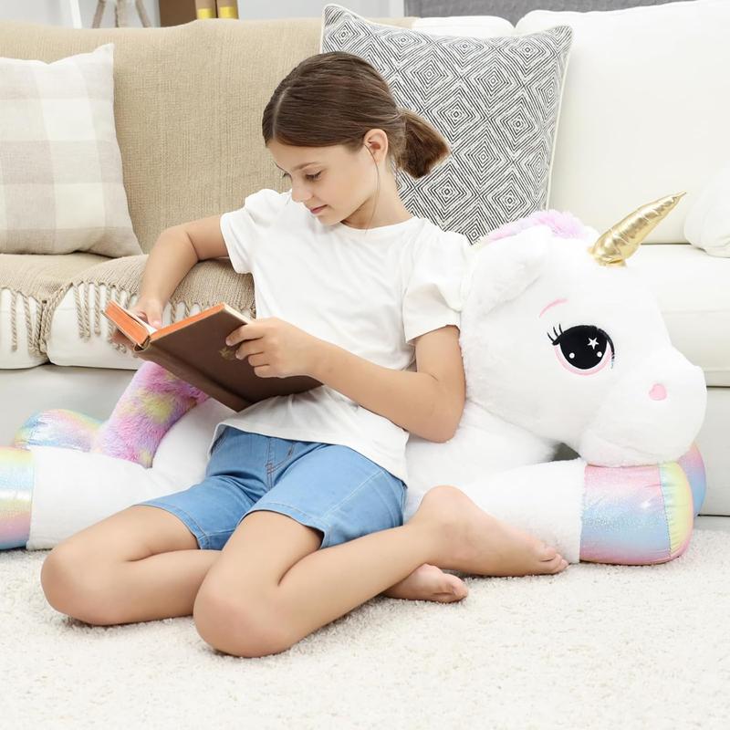 44 Inch Giant Unicorn Stuffed Animal Pillow, Cute Soft Big Unicorn with Rainbow Wings Large Plush Toy, Gifts for Girlfriend Girls Boys Kids Birthday Valentines Christmas