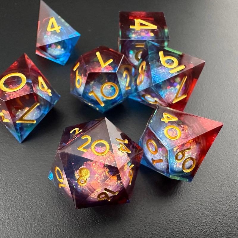 MinMax Misfits Searing Prophet Liquid Core Resin Polyhedral DnD Dice Set for Dungeons & Dragons (7 Pieces) | DnD | Pathfinder | Tabletop RPGs