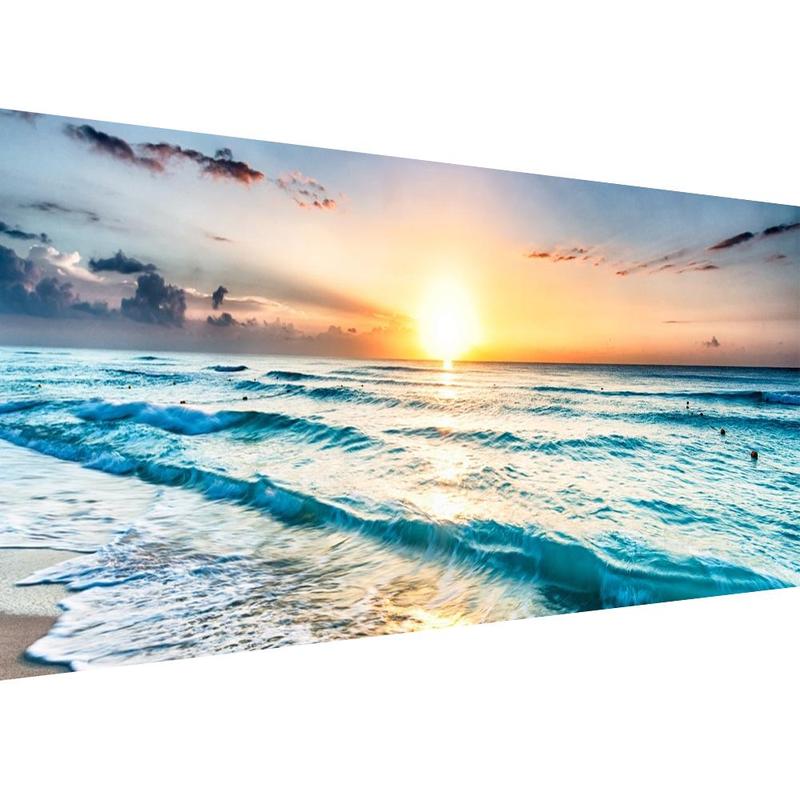 Sea Sunset Pattern DIY Diamond Art Painting Without Frame, DIY 5D Diamond Art Painting Kit, DIY Painting For Home Bedroom Living Room