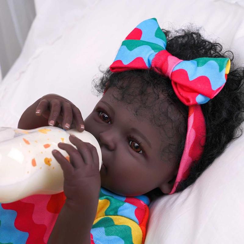 BABESIDE Lifelike Reborn Black Girl- 18-Inch Realistic Newborn Real Life Baby Dolls with Clothes and Toy Gift for Kids Age 3+ - Olivia