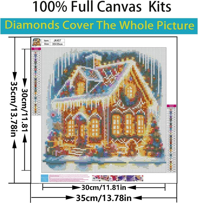 5D Winter Christmas Diamond Painting Kits for Adults Beginners,Winter Christmas Colorful House Diamond Art Kit,DIY Full Round Drill Diamond Dot Gem Art Kits for Adults,Home Wall Decor 13.78x13.78 Inch