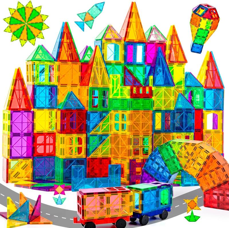 Cossy Magnet Tiles Set - 120 Pieces Construction Toys for Kids 3+ Years - Durable ABS Plastic - Develop Creativity, Imagination & Social Skills