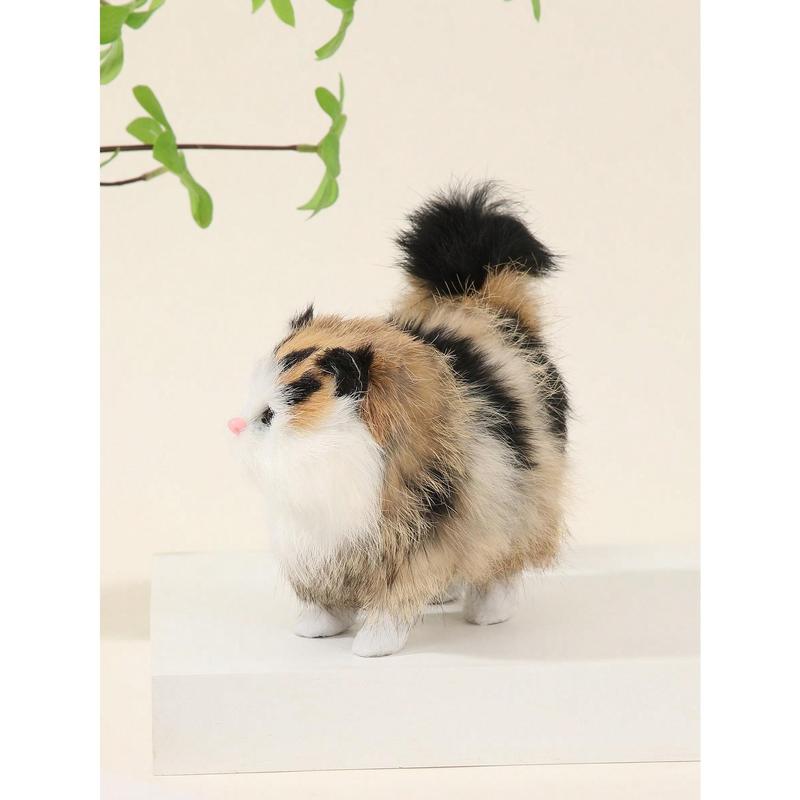 Christmas Gift Realistic Plush Cat Toy, Cute Stuffed Animal Simulation Cat Doll, Cat Figurine for Christmas or Birthday Gift