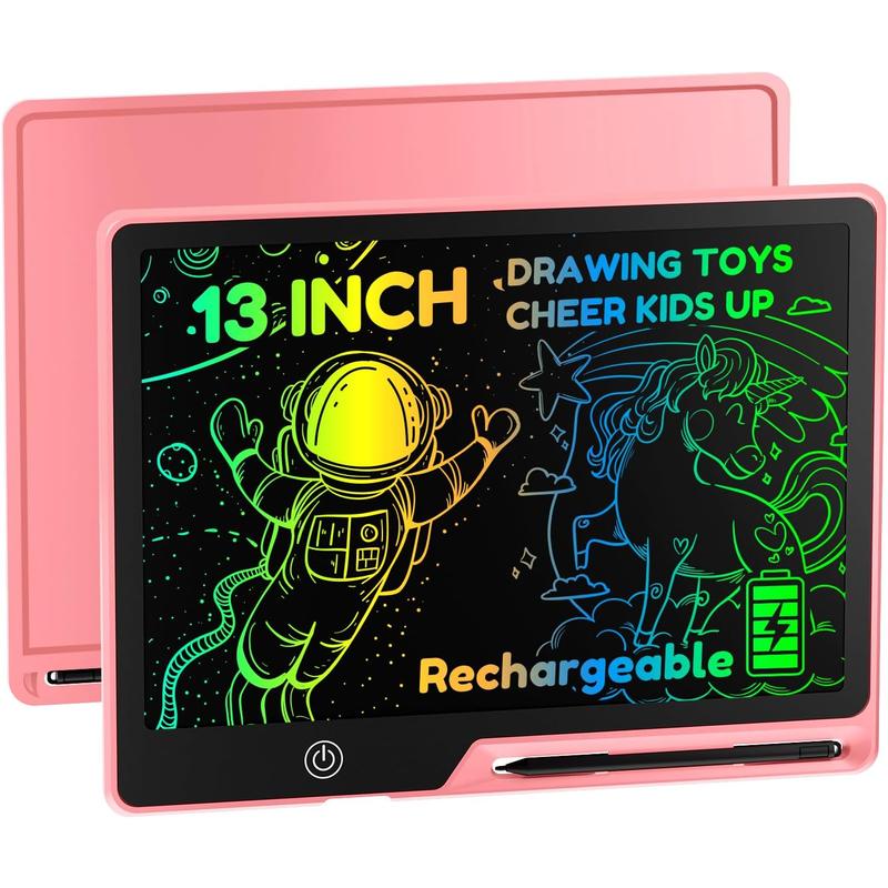 13 Inch LCD Writing Tablet for Kids, Rechargeable Doodle Board, Erasable Kids Drawing Pad, Learning Toys for Ages3 4 5 6 7 8 Christmas Birthdays Gifts for Girls Boys Adults (Pink)