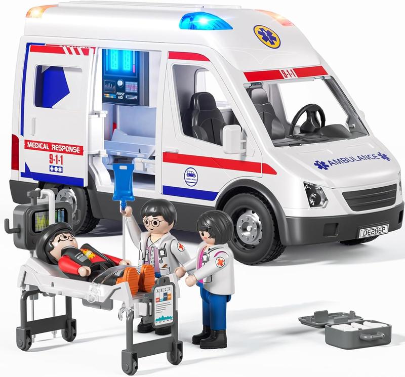 Ambulance Toy Truck f,Large Toy Cars with Lights , Sounds, Emergency Vehicle  Toys,Rescue Role Playset, Play ,Learn  Toys