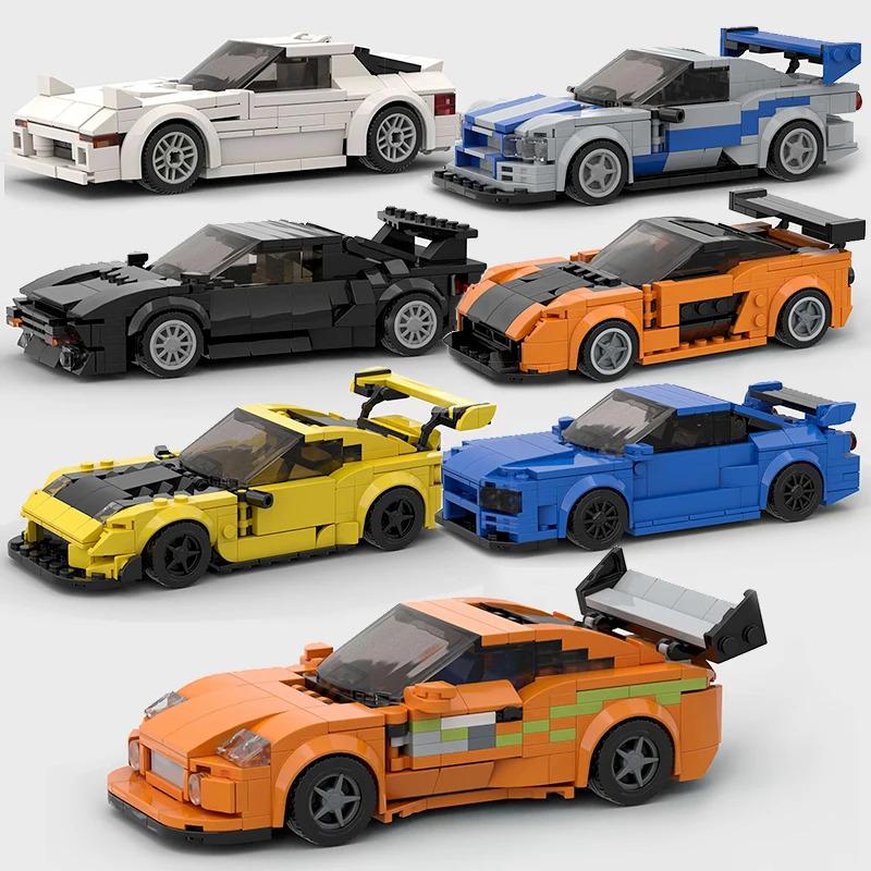 MOC F1 City Speed Champion Sports Racing Car Building Blocks Brick R34 RX-7 Vehicle Supercar Fast & Furious MK4 Supra Kids Toys gift