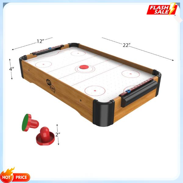 Air Hockey Table Mini Arcade Game - 22-Inch Tabletop Board Game for Girls and Boys, Battery-Operated, and Includes Puck and Paddles by Hey Play