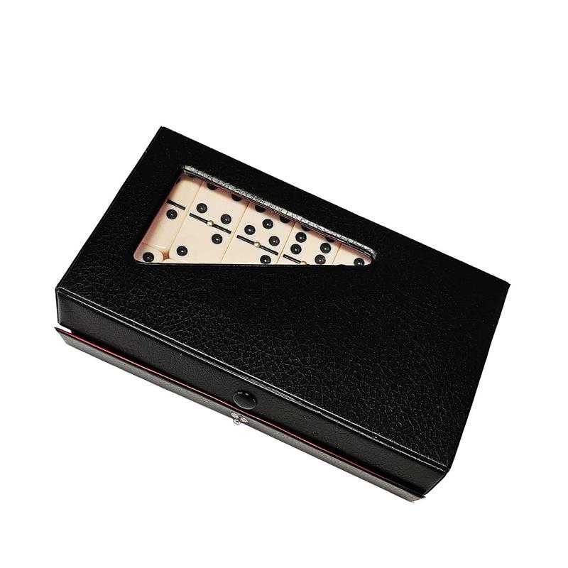 Double 6 JUMBO Dominoes Spinner Set with Vinyl Case | IVORY