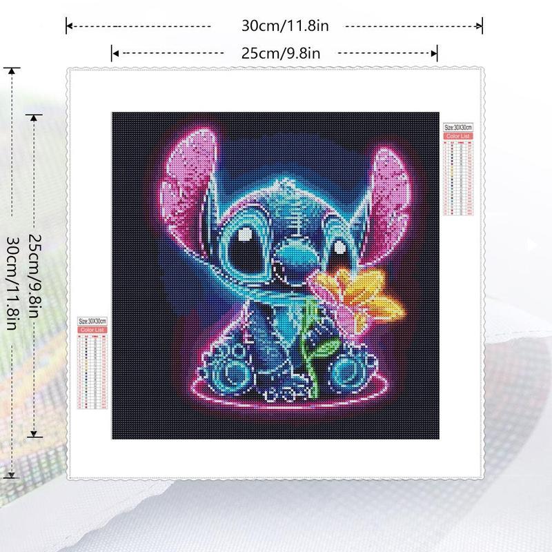 Disney Glowing Stitch Pattern DIY Diamond Arts Colorful Painting Kit without Frame, 5D DIY Diamond Decor Art Painting Kit, DIY Wall Art Decor, Christmas Gift