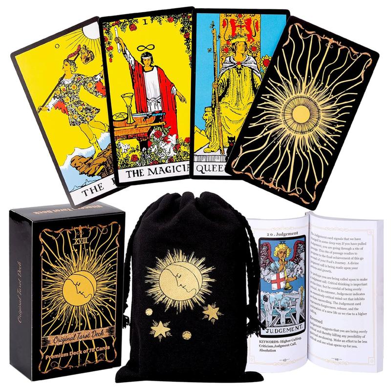 Original Tarot Cards Deck with Guidebook & Linen Bag - Smith Classic Artwork, Traditional Standard Decks, Durable Set for Beginners to Advanced