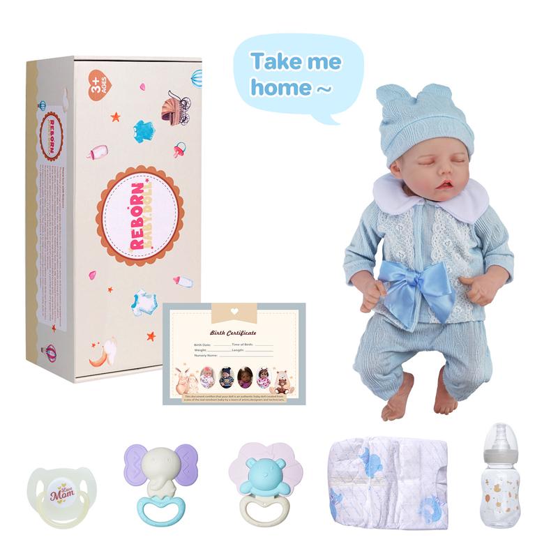 BABESIDE Lifelike Reborn Baby Dolls Boys - 17-Inch Baby Soft Body Realistic-Newborn Baby Dolls Body Poseable Real Life Baby Dolls with Feeding Kit Gift Box for Kids Age 3+