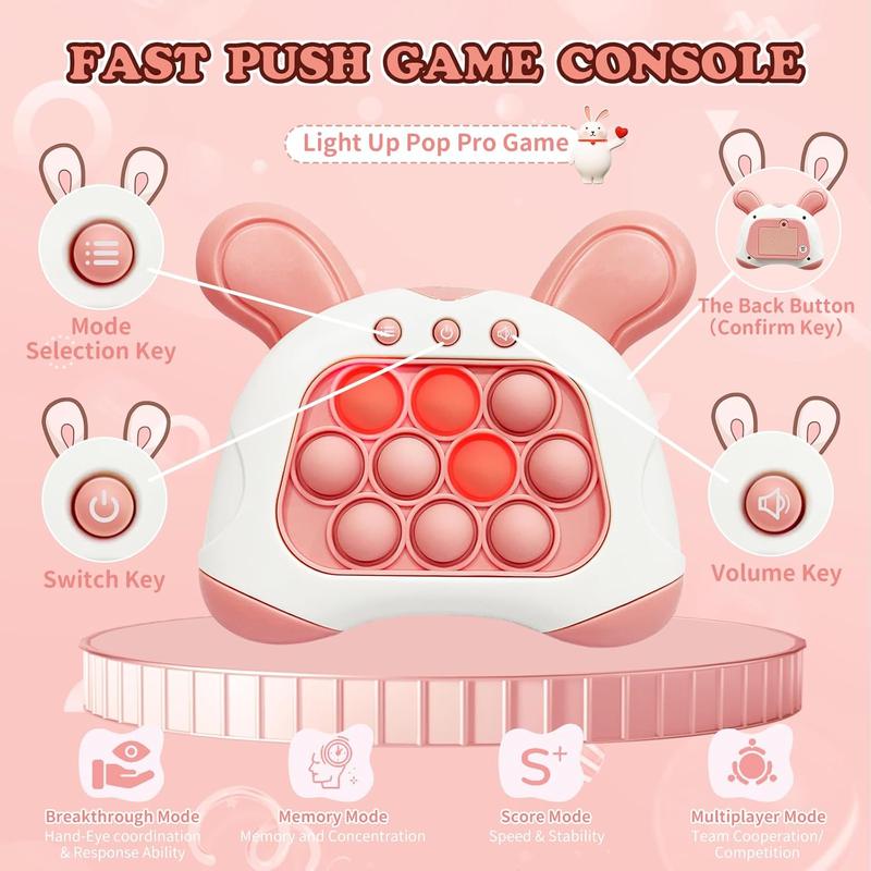 Fast Push Bubble Game - Pop Pro Light Up Fidget Toys Game,Handheld Travel Game Toys for Kids 3-12 Years Old,Stress Relief Push Puzzle Console Toys