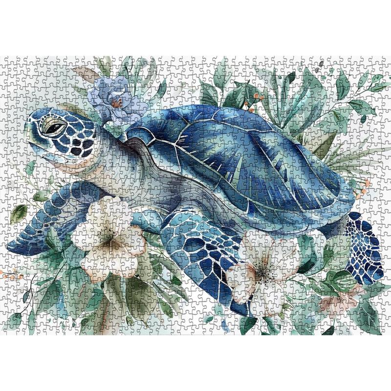 Sea Turtle Puzzle Plant Puzzles for Adults 1000 count Puzzles, Flower Painting Art Jigsaw Puzzle 1000 count Nature Puzzle, Difficult Hard Challenging Puzzles for Adults