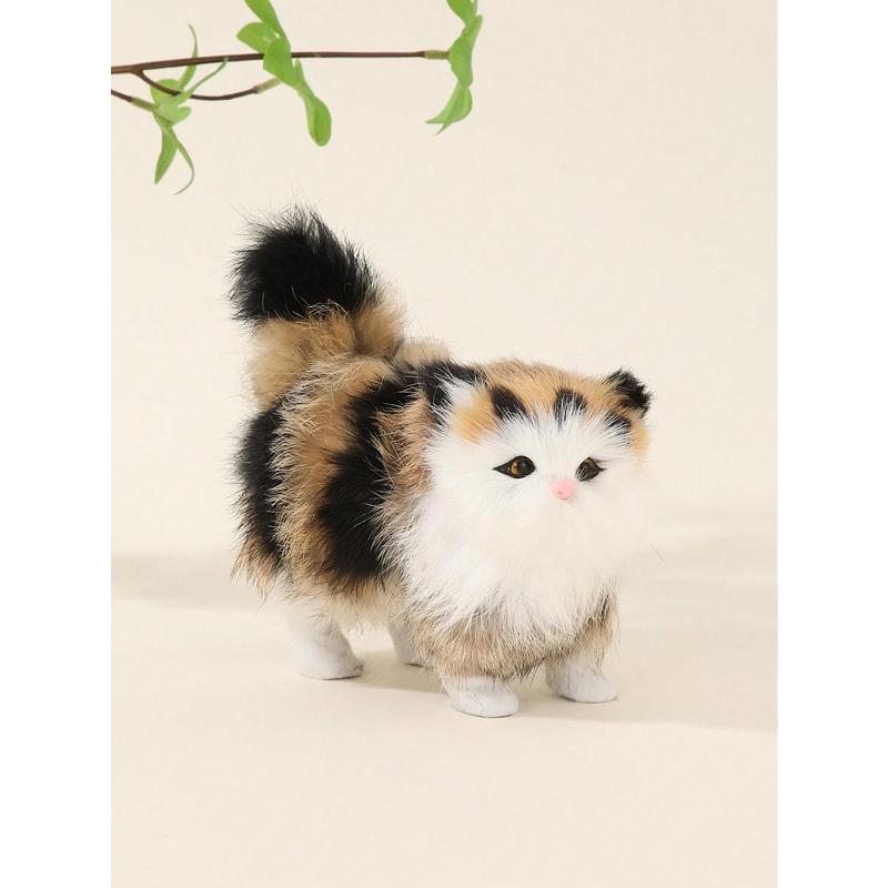 Christmas Gift Realistic Plush Cat Toy, Cute Stuffed Animal Simulation Cat Doll, Cat Figurine for Christmas or Birthday Gift