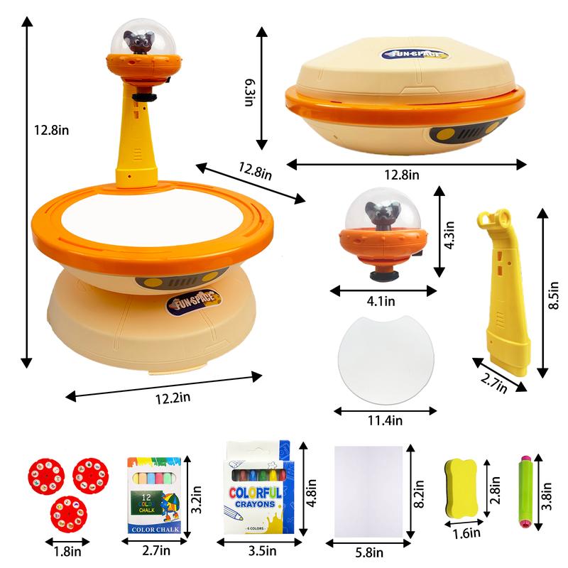 Projector Table for Kids 3 4 5 6 7- Arts & Crafts Preschool Drawing Projector Doodle Yellow Board Includes 24 Stencils