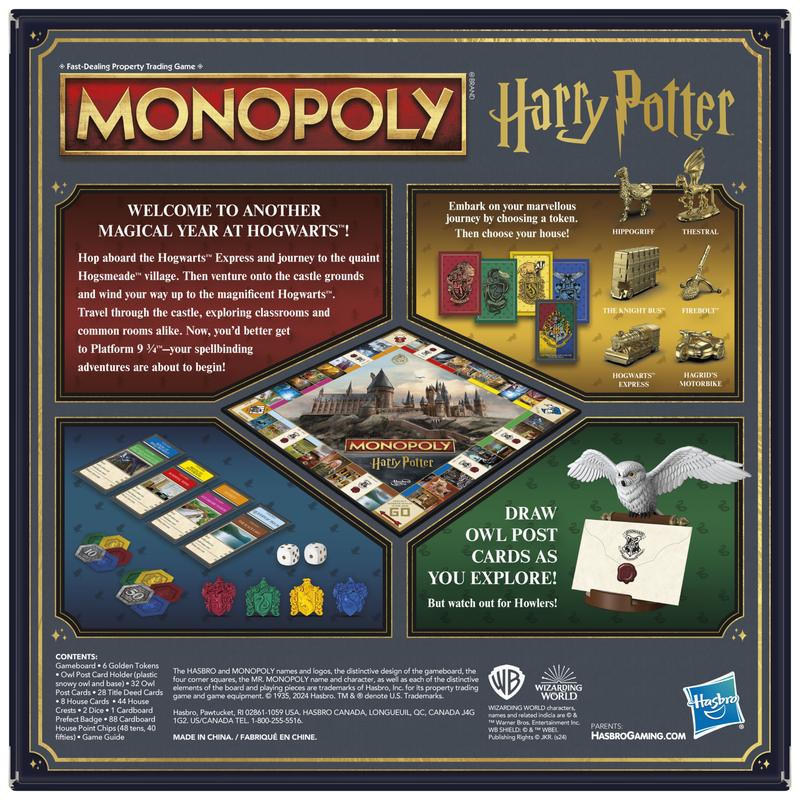 Monopoly Har.ry Pot.ter Edition Board Game, Family Games for 2 to 6 Players, Christmas Gifts for Kids, Ages 8+