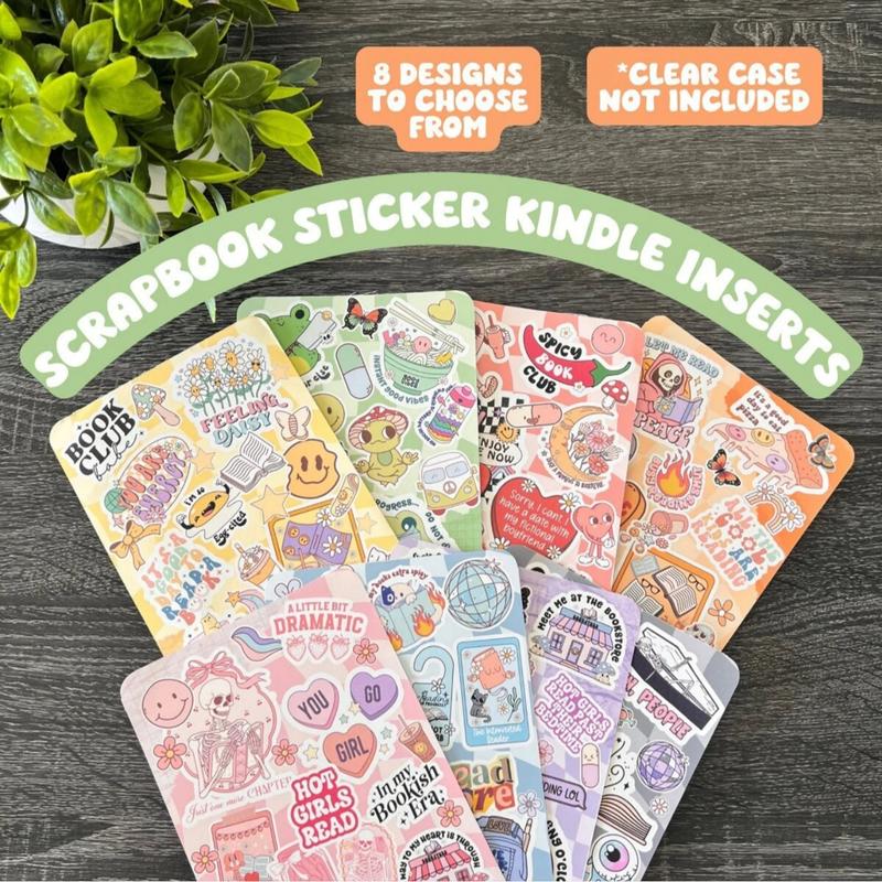 Scrapbook Sticker Kindle Inserts - Cardstock Inserts for Clear Case Covers | Oasis Covers | Paperwhite Accessory Skins | Decoration Gifts for Readers | Basic Reading Accessories | Paper Insert | Booktok | Book Lover