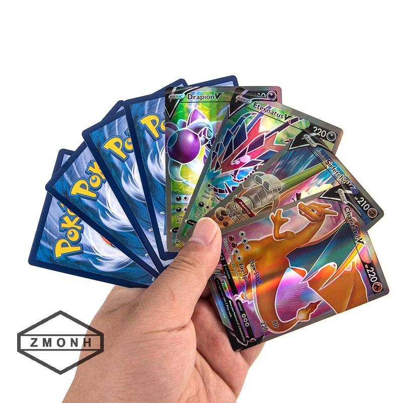 Ready- 100 Pcs Pokemon Trading Card Kartu Pokemon Card Booster Pack - 50VMAX50V