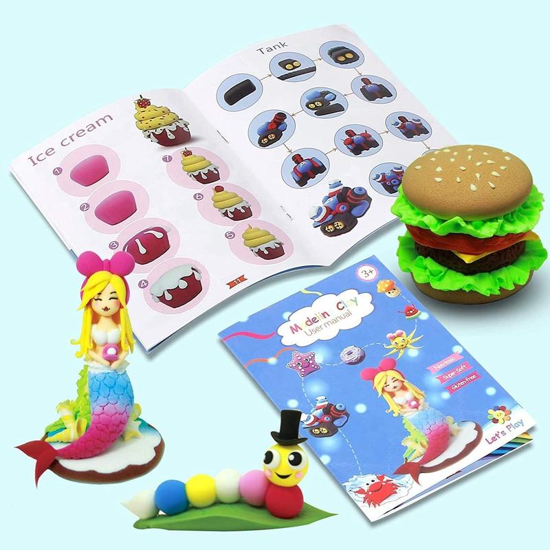 ifergoo Modeling Clay - 24 Colors Air Dry Clay, DIY Magic Clay with Tools and Munuals, Kids Toys Set for Boys and Girls