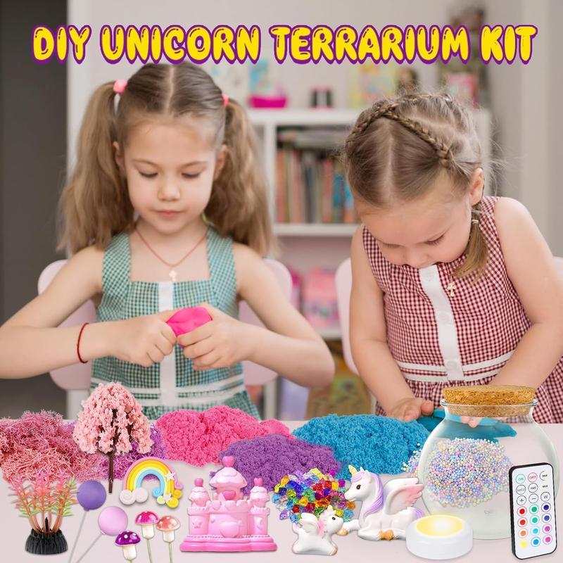 Unicorn Terrarium Crafts Kit for Kids – LED Night Light with Remote Control!  Perfect Birthday & Christmas Gifts for Girls Ages 5-10