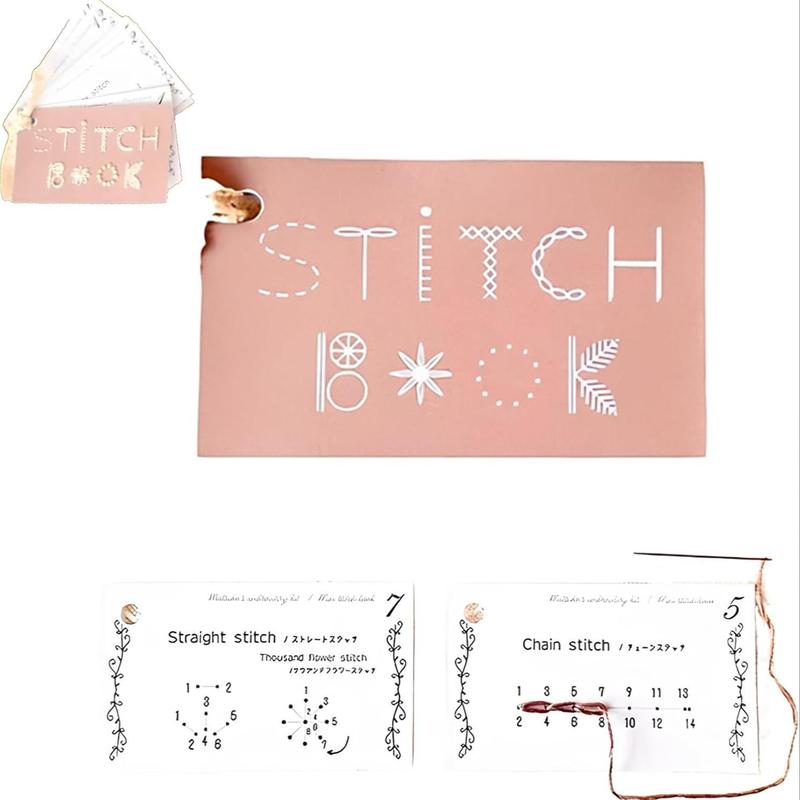 Creative Mini Sewing Book, 1 Set Creative Mini Sewing Card Set, DIY Mini Sewing Book & Material Pack, Embroidery Stitches Book, Sewing Supplies