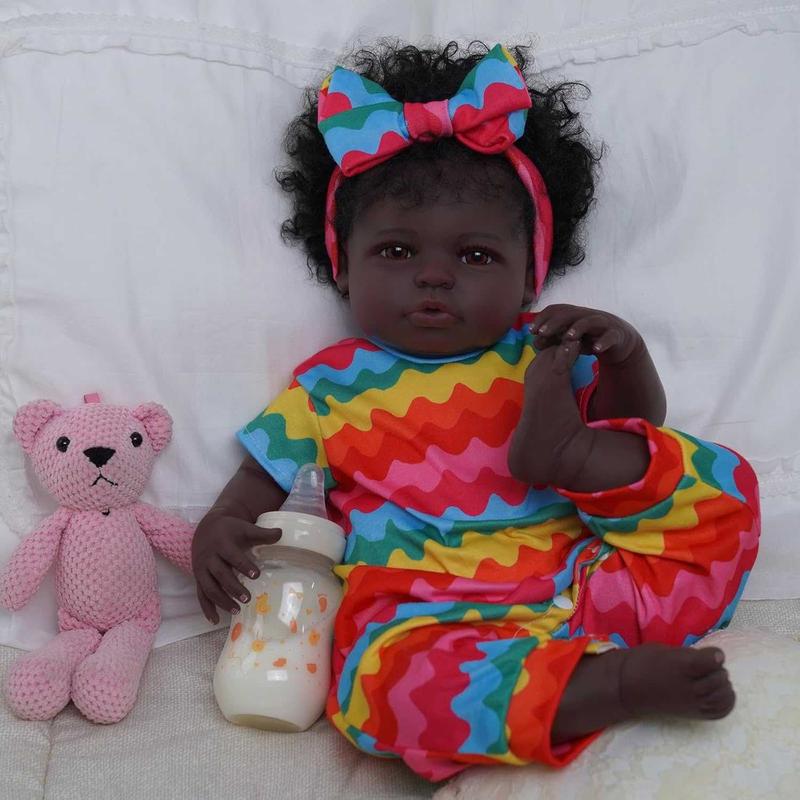 BABESIDE Lifelike Reborn Black Girl- 18-Inch Realistic Newborn Real Life Baby Dolls with Clothes and Toy Gift for Kids Age 3+ - Olivia