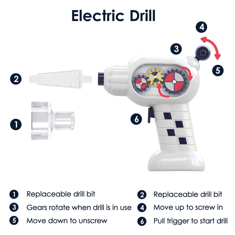 iPlay, iLearn Rocket Space Toys, Kids Spaceship Playset, Educational STEM Take Apart Building Blocks Set with Electric Drill, Christmas Gift for kids