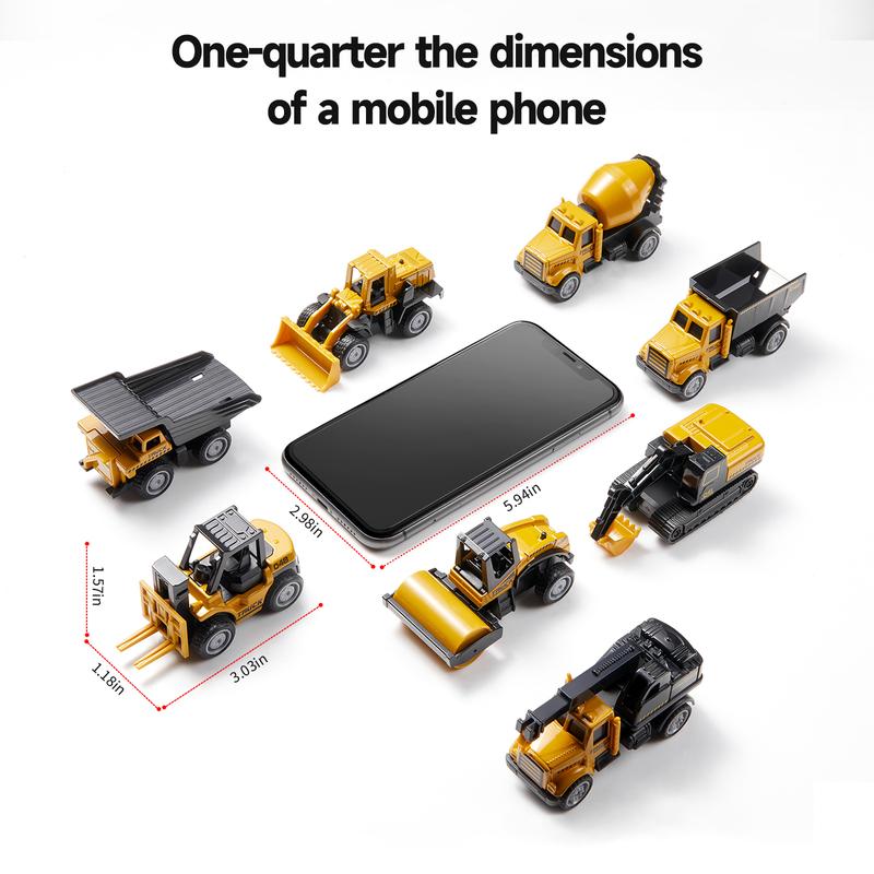 Geyiie Kids Play Trucks Alloy Construction Cars Vehicles, Die Cast Mini Truck Toys, Heavy Duty Bulldozers Excavator Cement Dump, christmas gifts