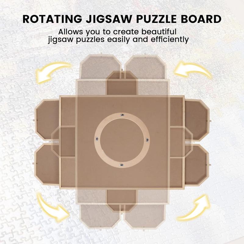 Rotating Jigsaw Puzzle Board with 6 Drawers and Cover, 30 