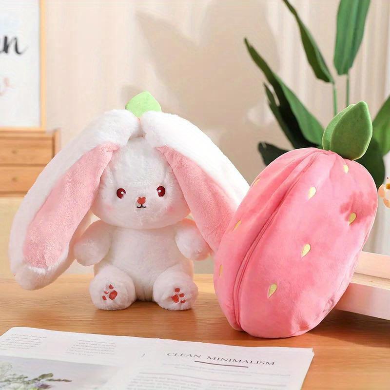 Easter Gift  Christmas gift  Strawberry Bunny  Radish Rabbit Small Bolster Pillow