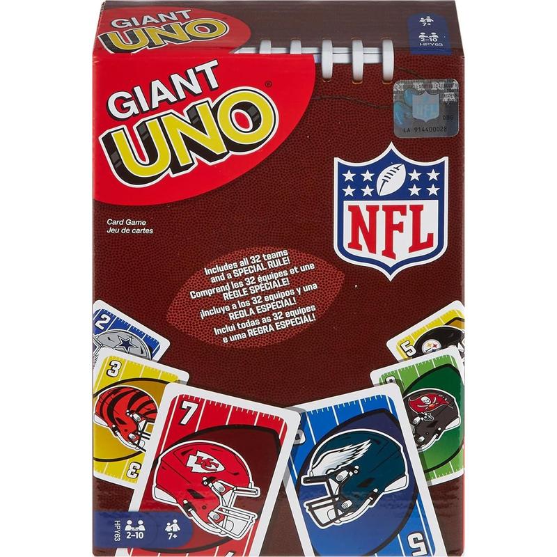 Mattel Games ​Giant UNO Card Game for Kids, Adults & Family Night, Oversized Cards & Customizable Wild Cards for 2 to 10 Players