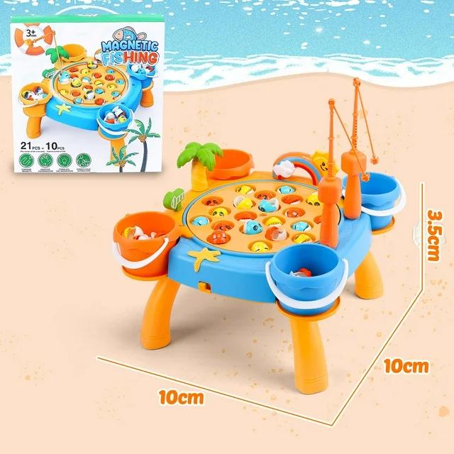 Fishing Game Play Set 31 Fish 2 Poles Rotating Fishing Game Board With Music Pink Fishing Toy Games Gift