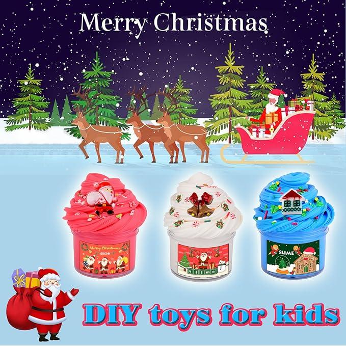 Advent Calendar 2024,3 Pack Butter Christmas Slime Kit, Scented DIY Slime Supplies for Girls and Boys,Stress Relief Toys,Party Favor, Gift and Birthday,Christmas Stocking Stuffers