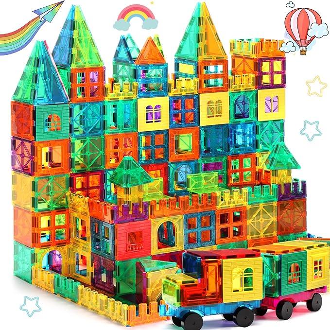 103 PCS Magnetic Building Tiles, Magnetic Tiles Kids Toys for Toddler Magnetic Blocks Building Toys Preschool Learning Sensory Montessori Toys for 3+ Year Old Boys and Girls, Safe Creativity Toddler Kid Toys Magnetic Building House Building,Christmas Gift