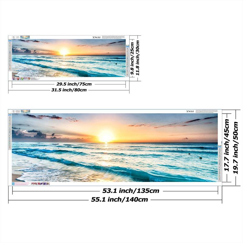 Sea Sunset Pattern DIY Diamond Art Painting Without Frame, DIY 5D Diamond Art Painting Kit, DIY Painting For Home Bedroom Living Room