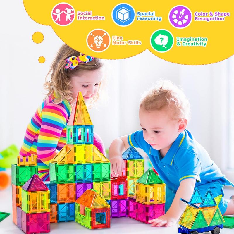 Cossy Magnet Tiles Set - 120 Pieces Construction Toys for Kids 3+ Years - Durable ABS Plastic - Develop Creativity, Imagination & Social Skills