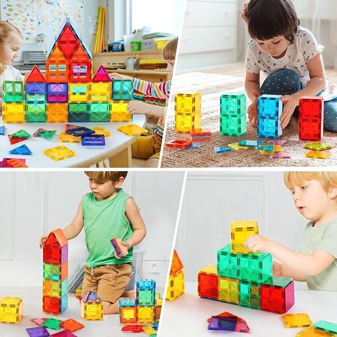 103 PCS Magnetic Building Tiles, Magnetic Tiles Kids Toys for Toddler Magnetic Blocks Building Toys Preschool Learning Sensory Montessori Toys for 3+ Year Old Boys and Girls, Safe Creativity Toddler Kid Toys Magnetic Building House Building,Christmas Gift