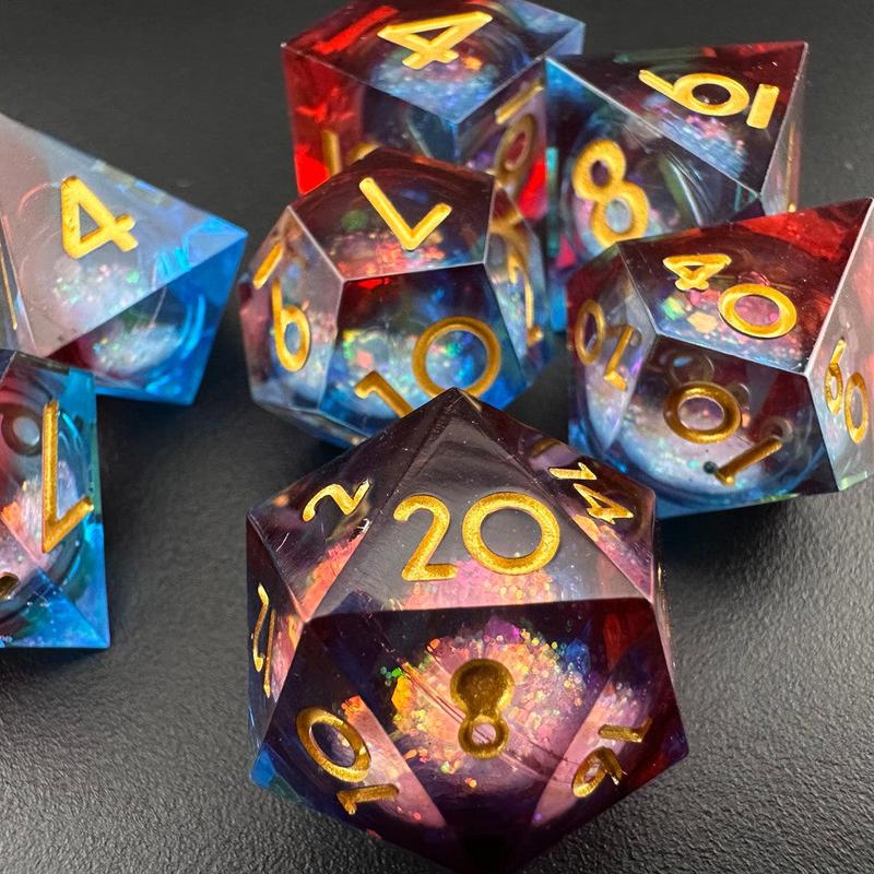 MinMax Misfits Searing Prophet Liquid Core Resin Polyhedral DnD Dice Set for Dungeons & Dragons (7 Pieces) | DnD | Pathfinder | Tabletop RPGs