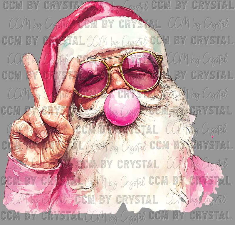 Christmas Santa Bubblegum Ready to Press DTF Transfer for T-Shirts - CCMbyCrystal