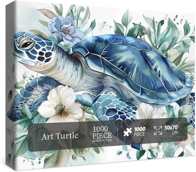 Sea Turtle Puzzle Plant Puzzles for Adults 1000 count Puzzles, Flower Painting Art Jigsaw Puzzle 1000 count Nature Puzzle, Difficult Hard Challenging Puzzles for Adults