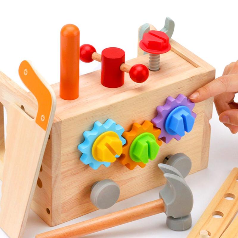 Wooden Tool Box Toy, Simulated Construction Worker Toy, Pretend Play Toy for Kids, Parent-child Interactive Game Props