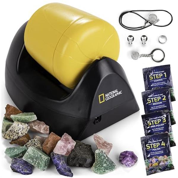 NATIONAL GEOGRAPHIC Starter Rock Tumbler Kit - Durable Leak-Proof Rock Polisher for Kids - Complete Rock Tumbling Kit