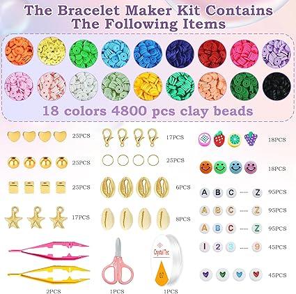 5300 Clay Beads Bracelet Making Kit,Arts and Crafts for Kids Ages 8-12,Christmas Crafts Games Toys for 3-10 Year Old Birthday Gift,Stuff Supplies