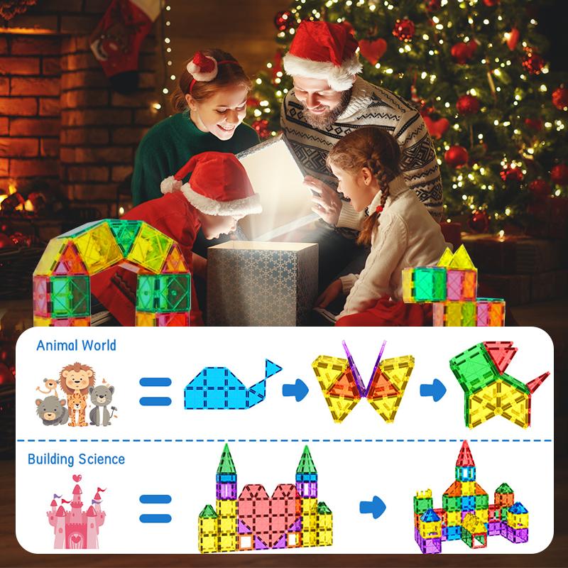 103 PCS Magnetic Building Tiles, Magnetic Tiles Kids Toys for Toddler Magnetic Blocks Building Toys Preschool Learning Sensory Montessori Toys for 3+ Year Old Boys and Girls, Safe Creativity Toddler Kid Toys Magnetic Building House Building,Christmas Gift