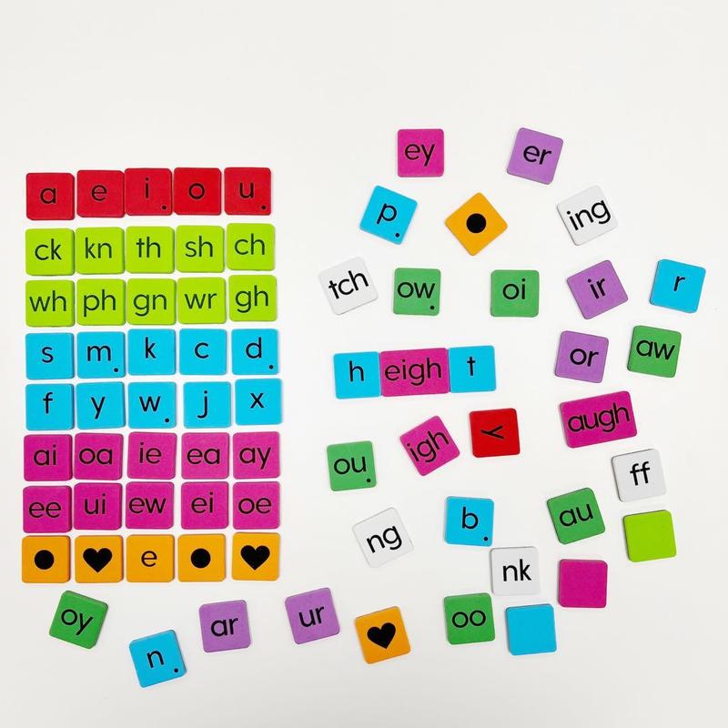 Magnetic Phonics Tiles, 112pcs set Colorful Phonics Word Building Magnetic Tiles Set for Desk Whiteboard, School & Educational Supplies