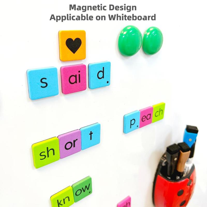 Magnetic Phonics Tiles, 112pcs set Colorful Phonics Word Building Magnetic Tiles Set for Desk Whiteboard, School & Educational Supplies